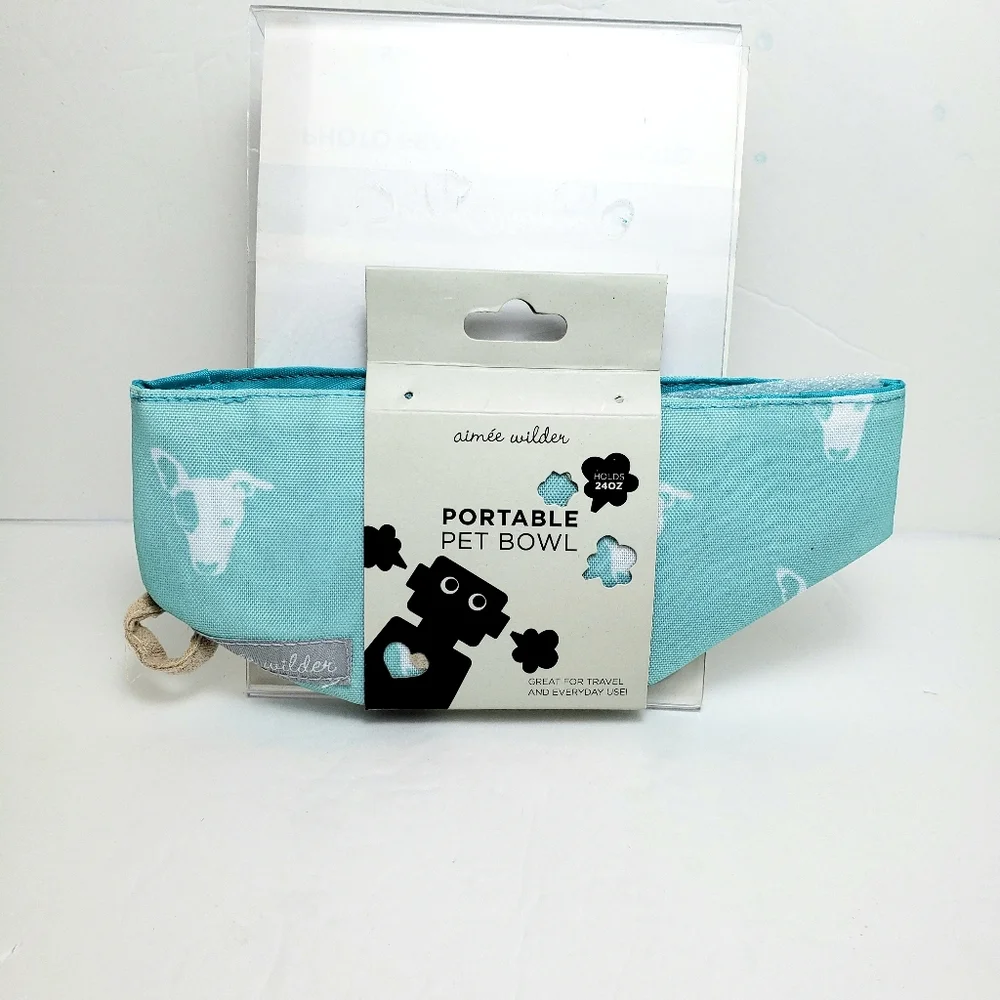 Aimee Wilder Foldable Portable Pet Bowl Aqua 24oz